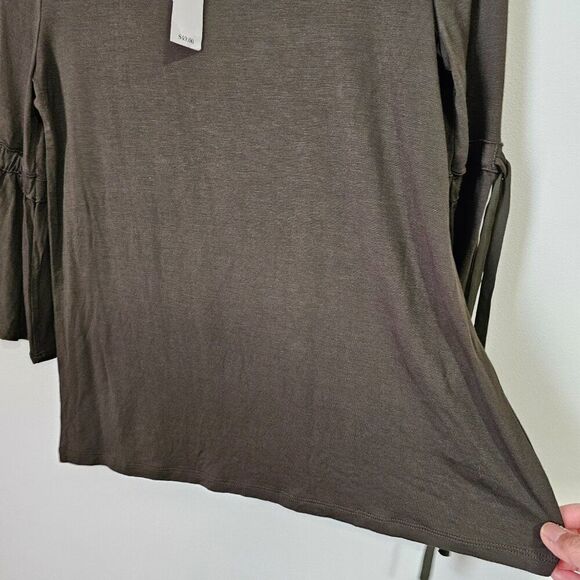 NWT WHITE HOSUE BLACK MARKET OLIVE GREEN BELL 3/4 SLEEVES BLOUSE TOP SIZE XS - Picture 4 of 11